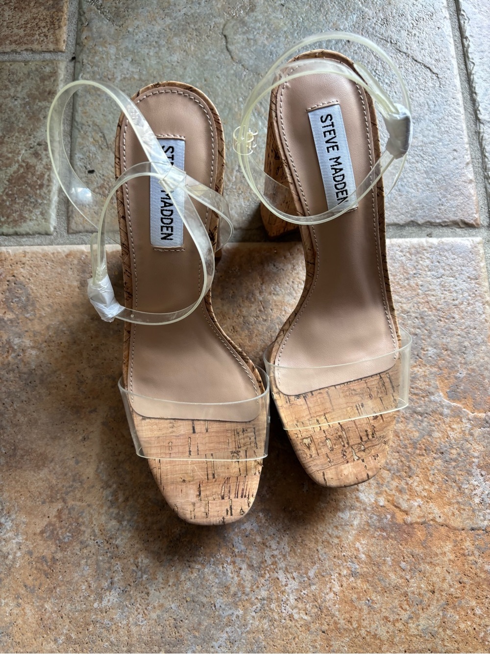 Steve Madden Nude Cork Wedge Sandals